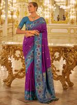 Banarasi Silk Purple Festival Wear Weaving Work Saree